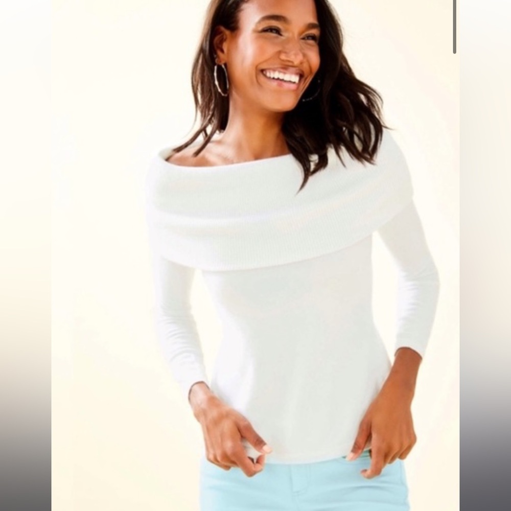 Lilly Pulitzer White Off-the-Shoulder Sweater